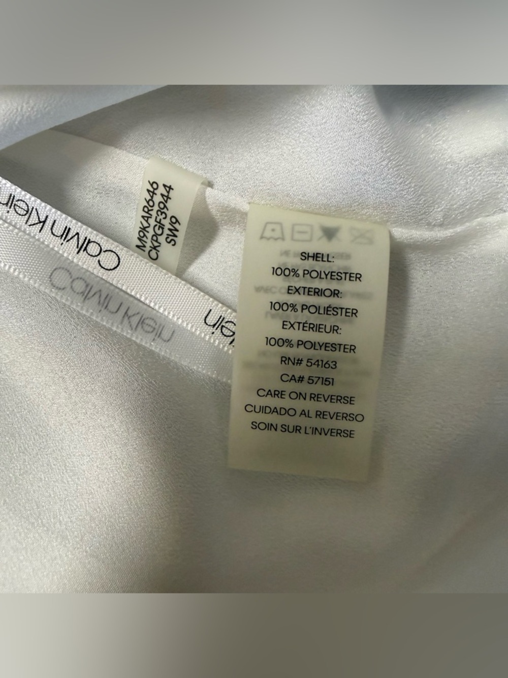 Calvin Klein White Sheer Bow Tie Blouse Size XSmall - Picture 4 of 6